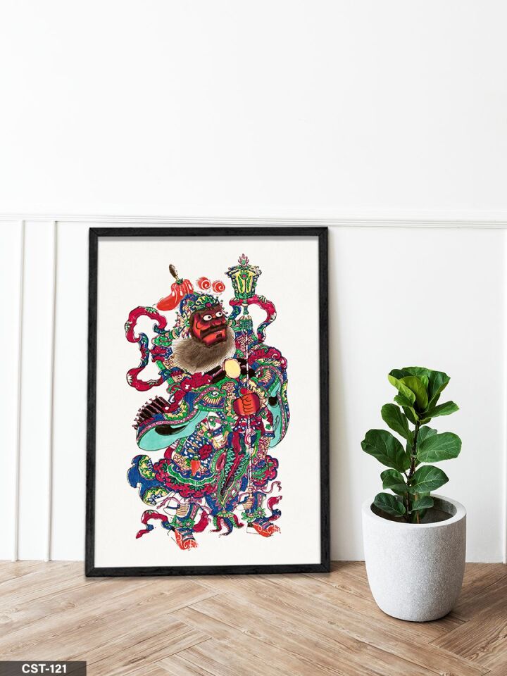 Soyut Renkli Figür Desen Tek Parça Ahşap Çerçeveli Tablo Siyah - 40 x 60 CM