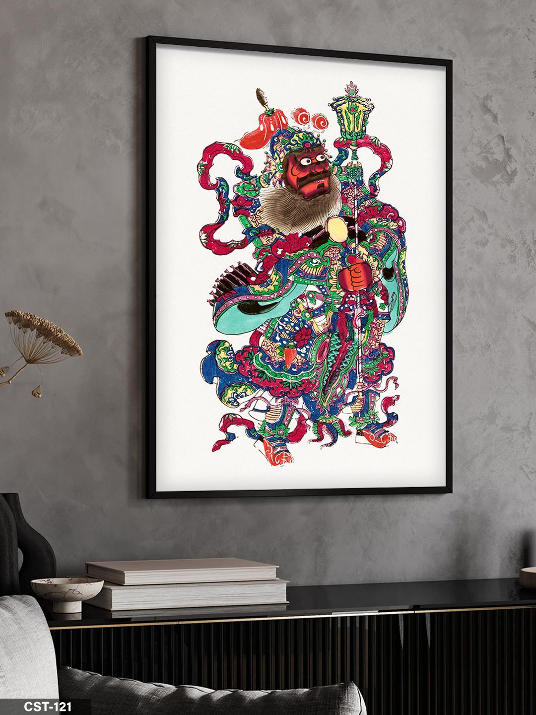 Soyut Renkli Figür Desen Tek Parça Ahşap Çerçeveli Tablo Siyah - 40 x 60 CM