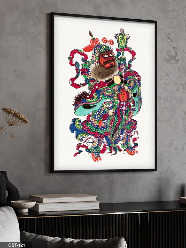 Soyut Renkli Figür Desen Tek Parça Ahşap Çerçeveli Tablo Siyah - 40 x 60 CM