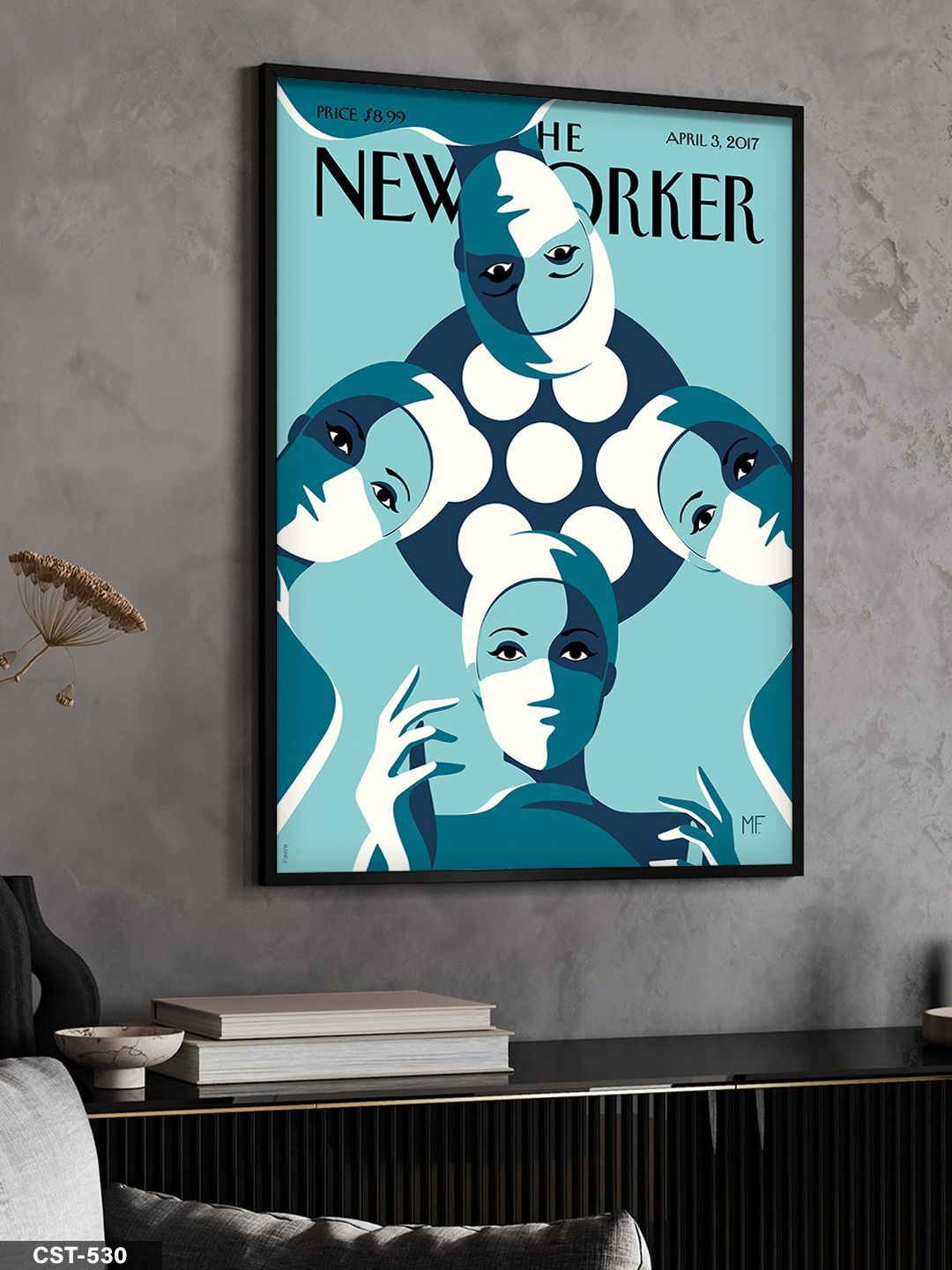 The New Yorker Poster Tek Parça Ahşap Çerçeveli Tablo Siyah - 50 x 70 CM
