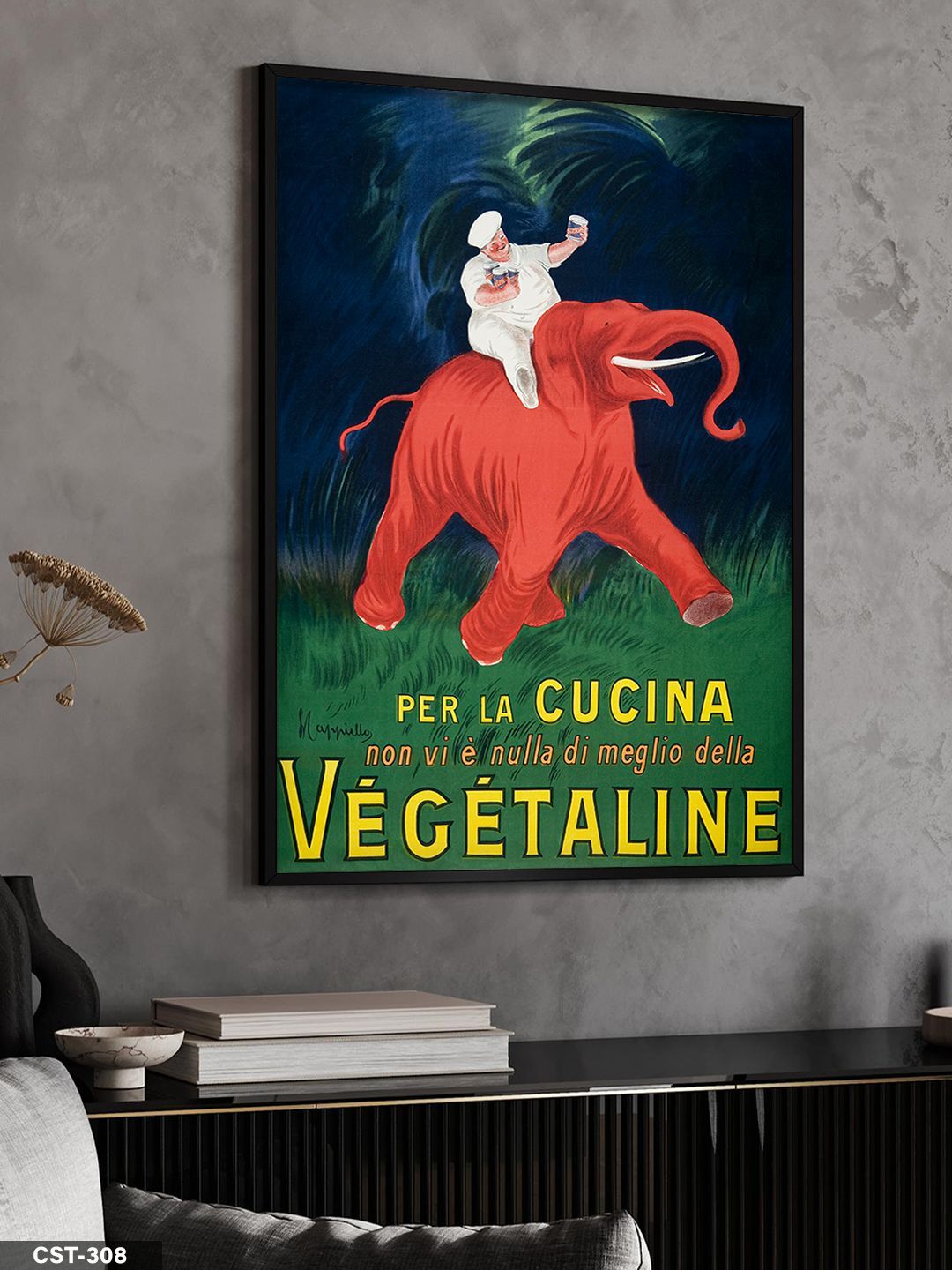 Vegetaline Fil üzerinde İnsan Tek Parça Ahşap Çerçeveli Tablo Siyah - 20 x 30 CM