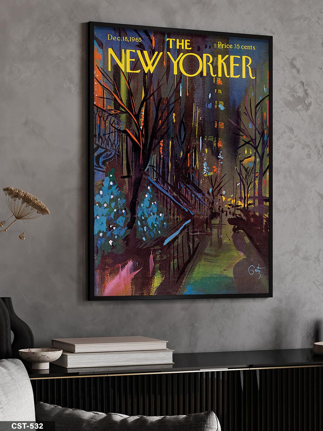 The New Yorker Poster Tek Parça Ahşap Çerçeveli Tablo Siyah - 50 x 70 CM