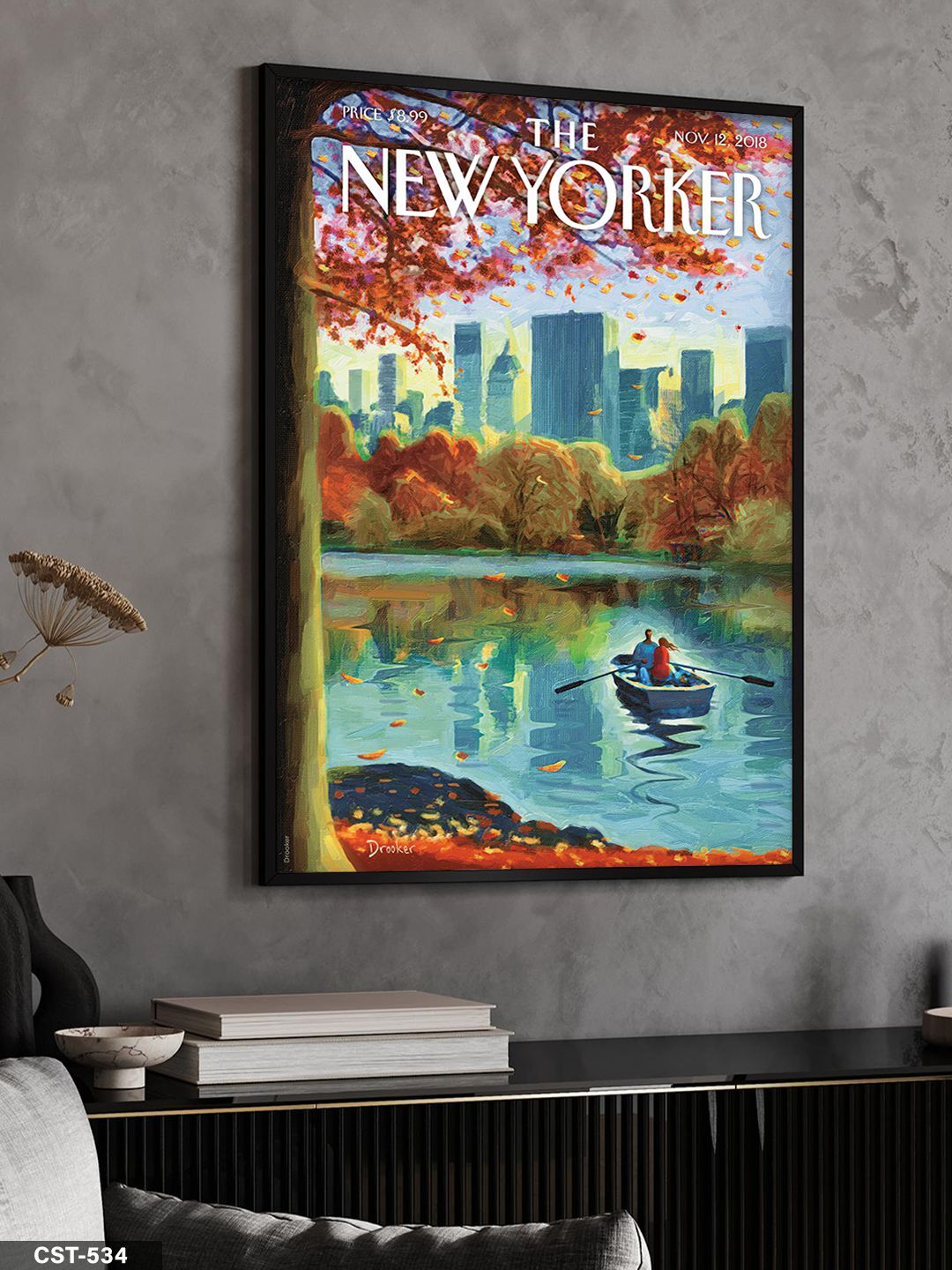 The New Yorker Poster Tek Parça Ahşap Çerçeveli Tablo Siyah - 50 x 70 CM