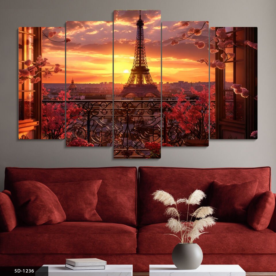 Eyfel Kulesi 5 Parça Mdf Tablo 60x100 CM
