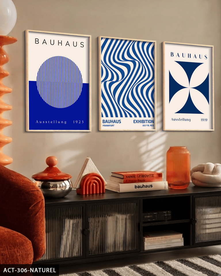 Mavi Bauhaus 3 Parça Ahşap Çerçeveli Tablo ACT Naturel - 50 x 70 CM