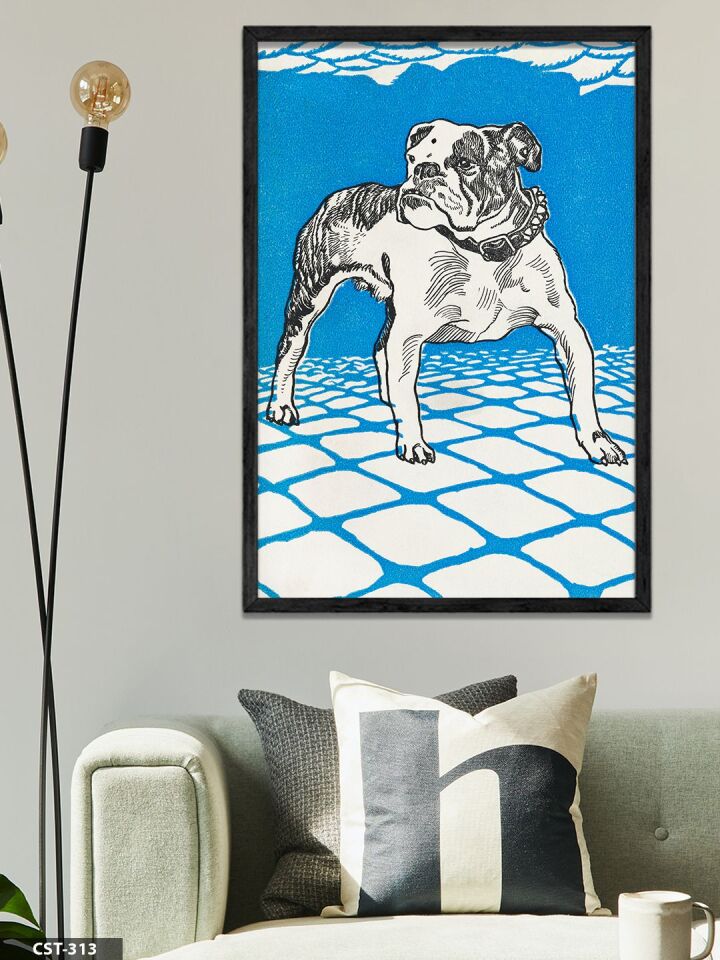 Bulldog Tek Parça Ahşap Çerçeveli Tablo Siyah - 20 x 30 CM