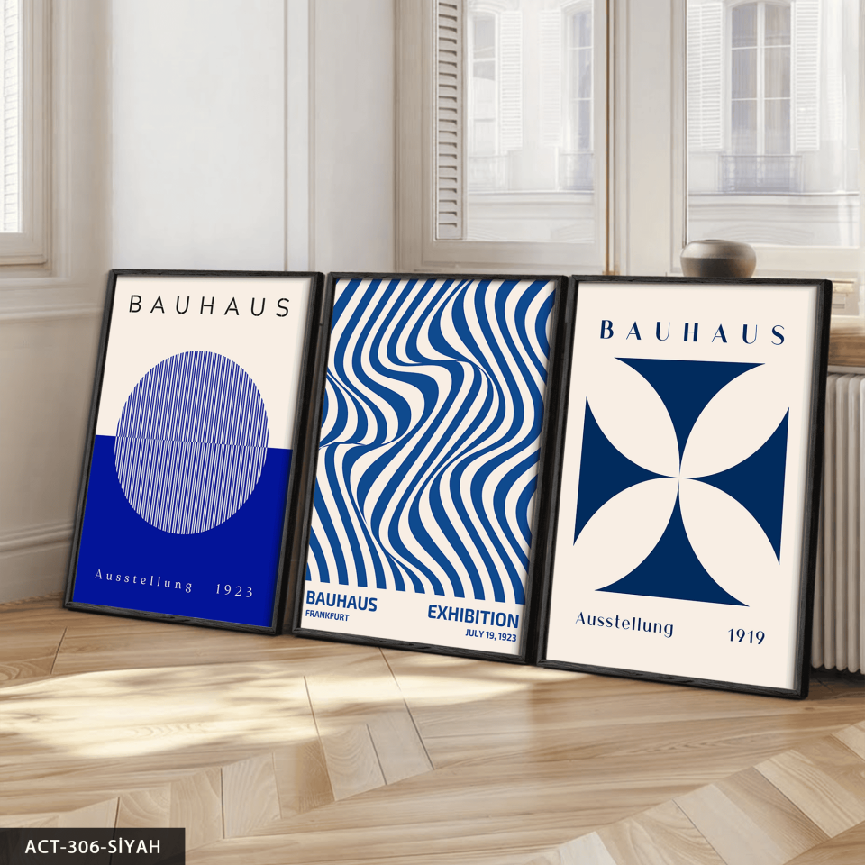 Mavi Bauhaus 3 Parça Ahşap Çerçeveli Tablo ACT Siyah - 30 x 40 CM