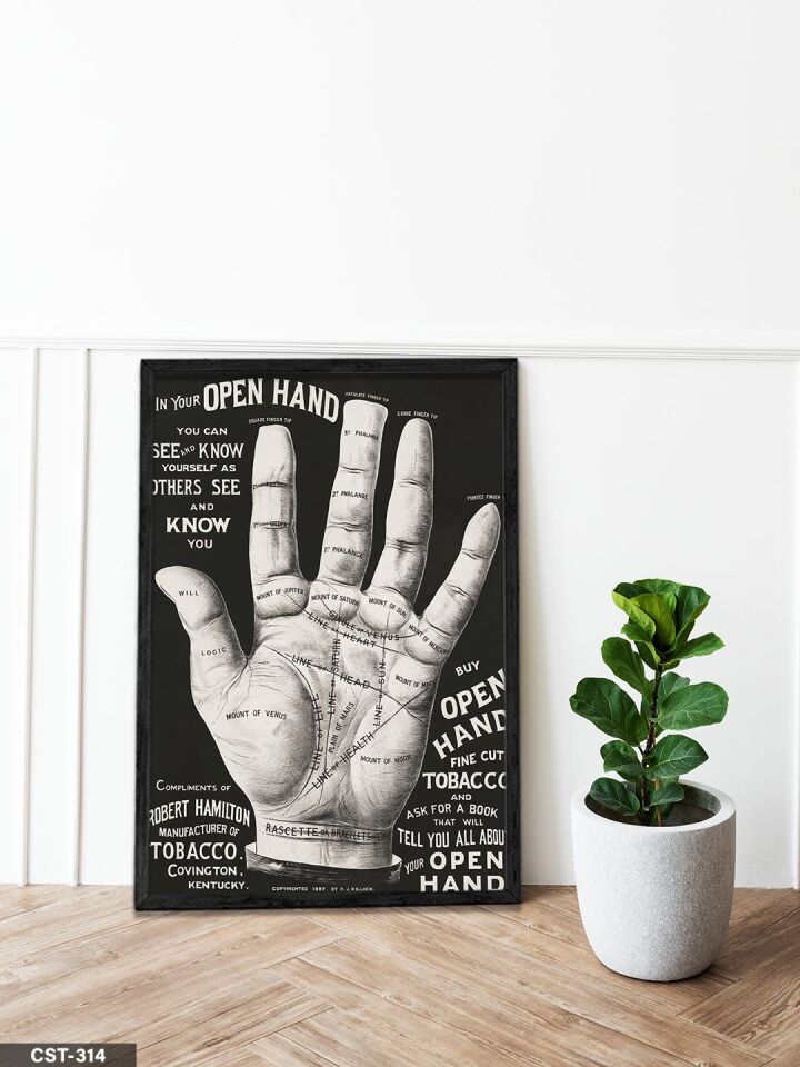 El Falı Tek Parça Ahşap Çerçeveli Tablo Siyah - 20 x 30 CM