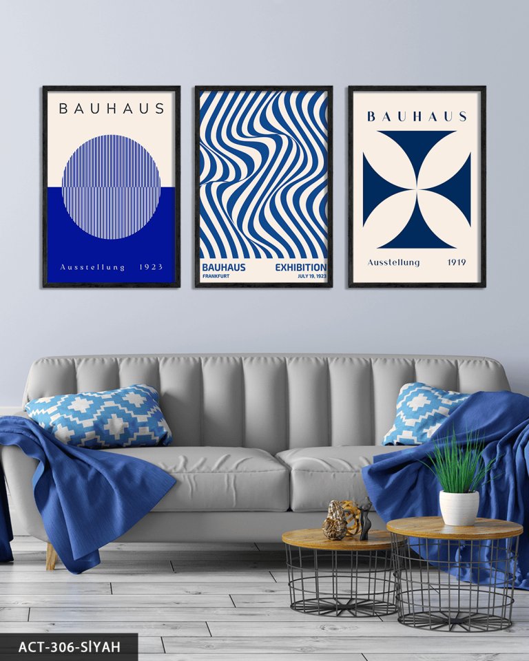 Mavi Bauhaus 3 Parça Ahşap Çerçeveli Tablo ACT Siyah - 40 x 60 CM