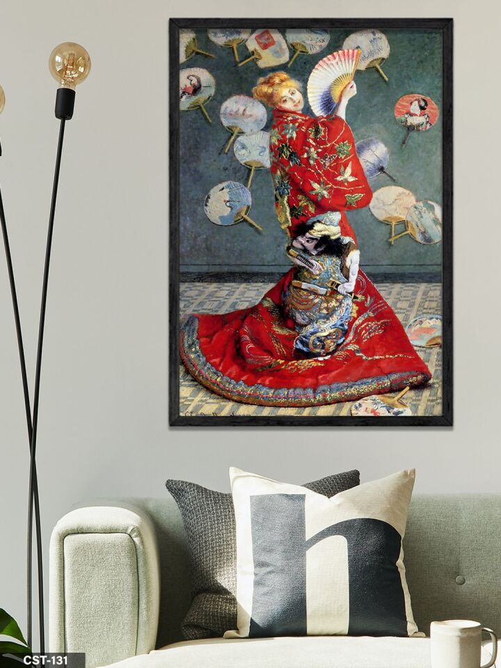 Geleneksel Kostümlü Figür illüstrasyon Tek Parça Ahşap Çerçeveli Tablo Siyah - 40 x 60 CM