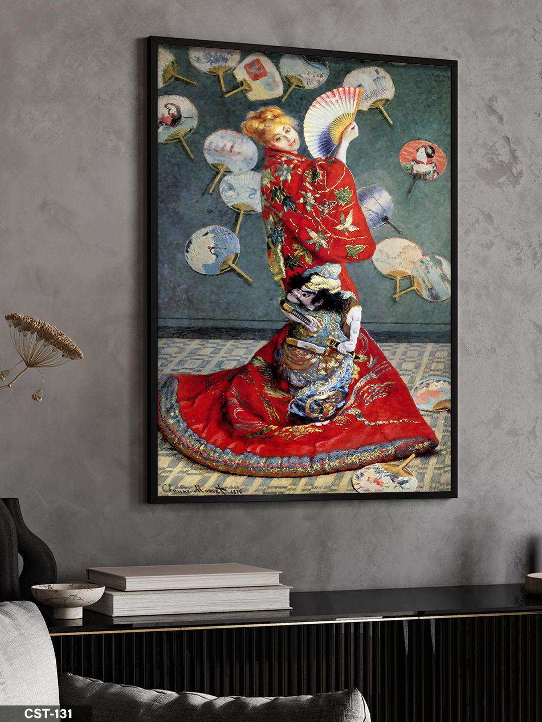 Geleneksel Kostümlü Figür illüstrasyon Tek Parça Ahşap Çerçeveli Tablo Siyah - 40 x 60 CM