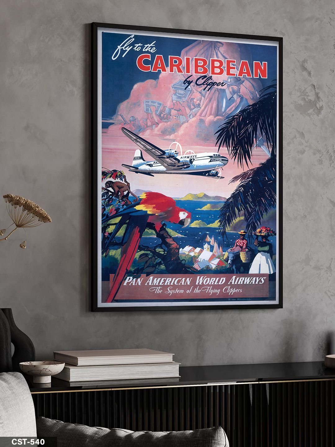 Caribbean By Clibber Tek Parça Ahşap Çerçeveli Tablo Siyah - 50 x 70 CM