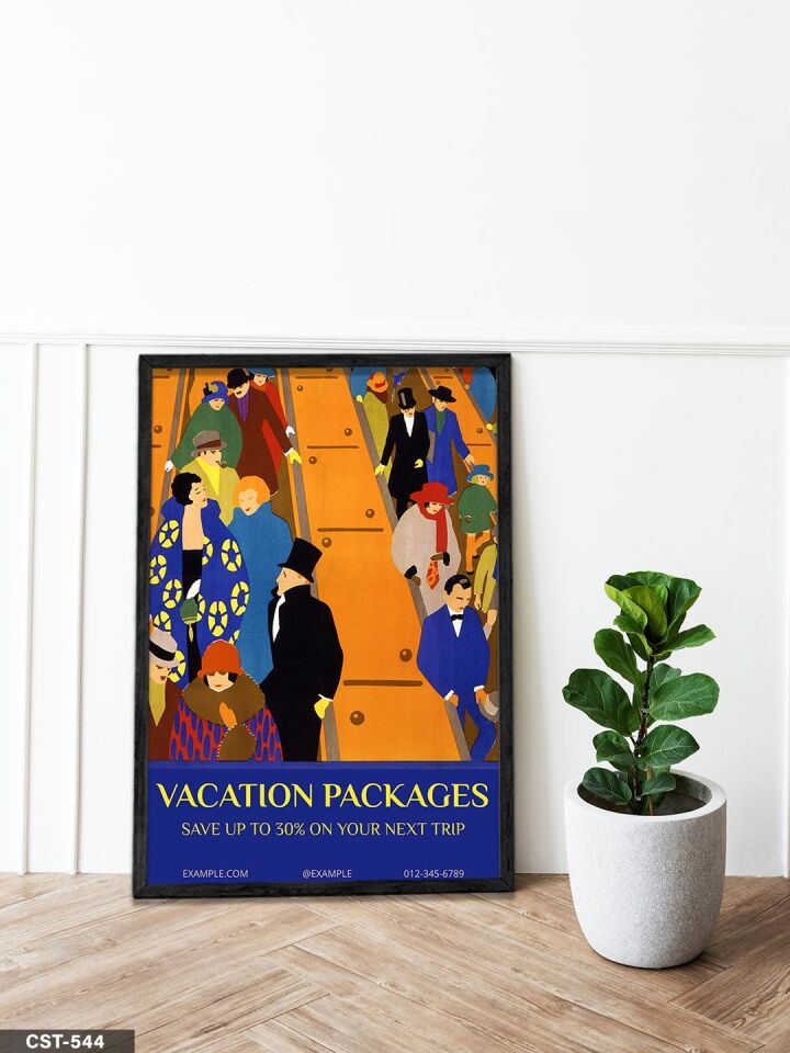 Vacation Packages Afişi Tek Parça Ahşap Çerçeveli Tablo Siyah - 50 x 70 CM