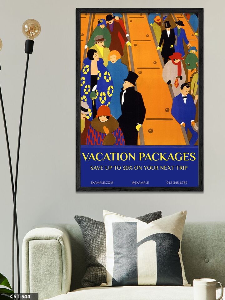 Vacation Packages Afişi Tek Parça Ahşap Çerçeveli Tablo Siyah - 50 x 70 CM