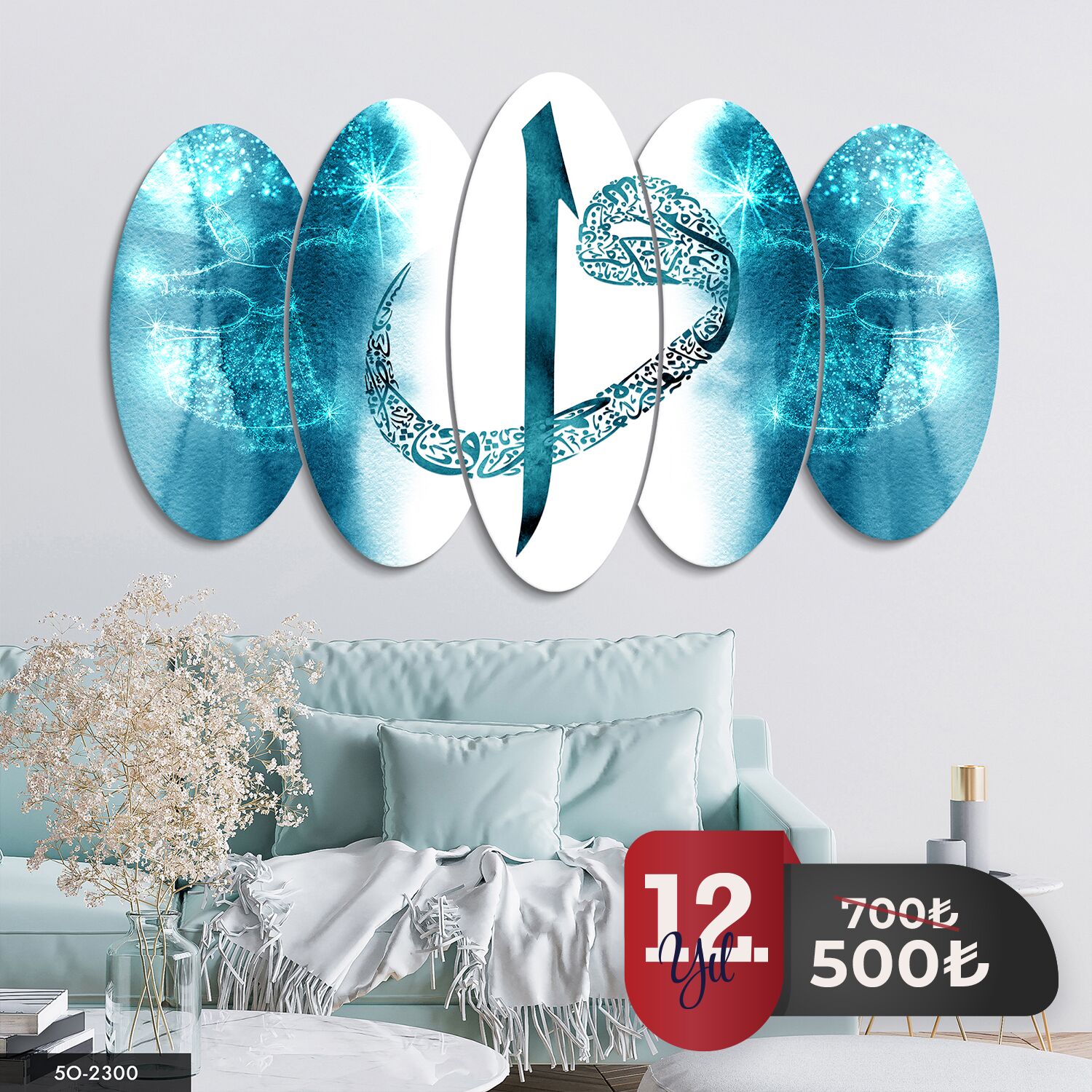 Elif Vav 5 Parça Mdf Tablo 60x100 CM