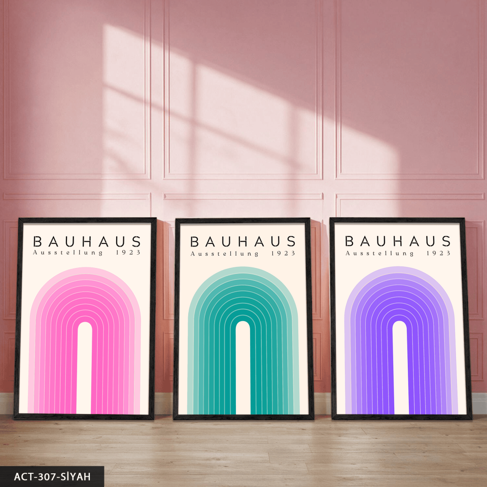 Bauhaus 1923 3 Parça Ahşap Çerçeveli Tablo ACT Siyah - 40 x 60 CM