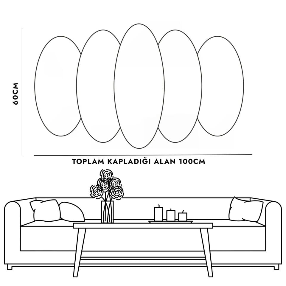 Geyik ve Ağaç 5 Parça Mdf Tablo 60x100 CM