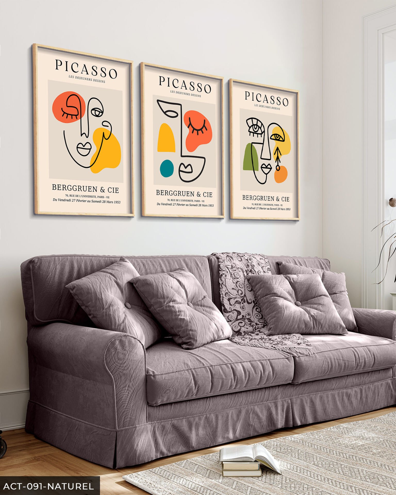 Picasso Berggruen & Cie 3 Parça Ahşap Çerçeveli Tablo Naturel - 40 x 60 CM