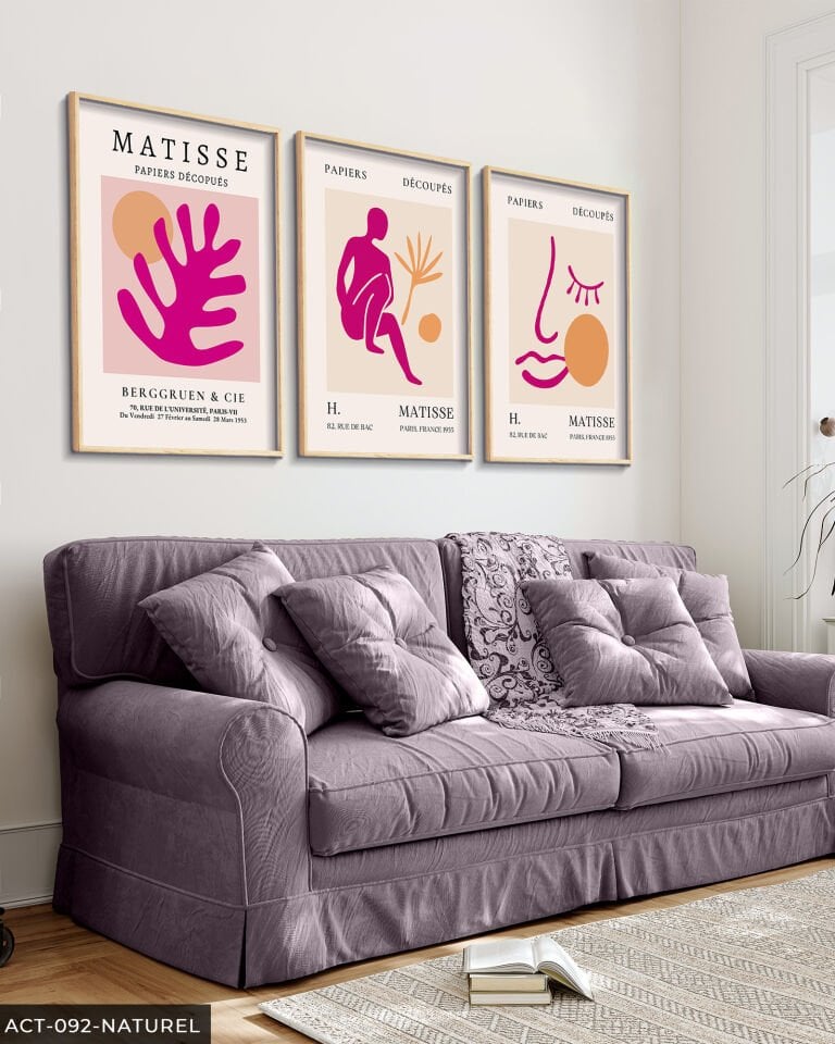 Matisse Eser 3 Parça Ahşap Çerçeveli Tablo Naturel - 40 x 60 CM