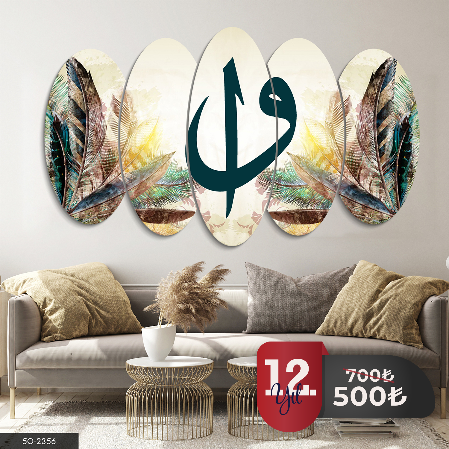 Elif Vav 5 Parça Mdf Tablo 60x100 CM