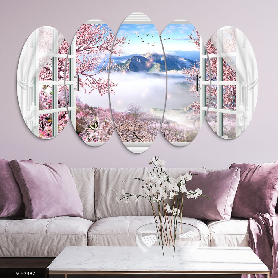 Doğaya Açılan Pencere 5 Parça Mdf Tablo 60x100 CM