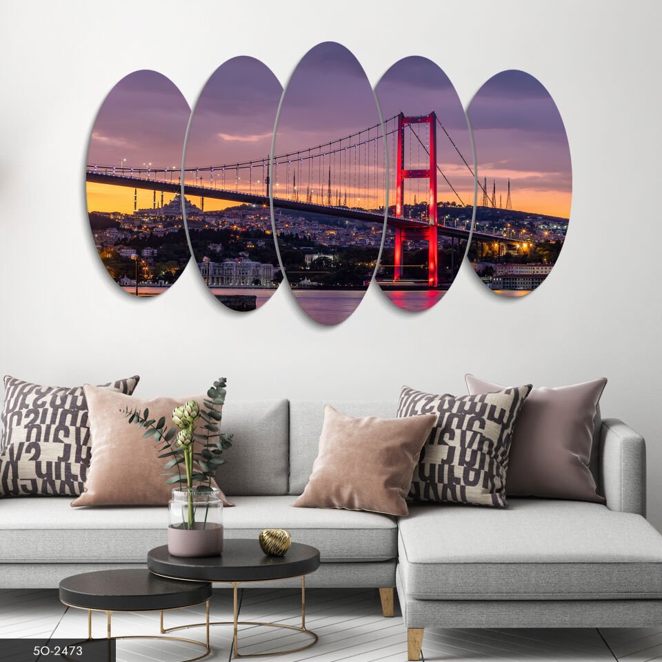 İstanbul Boğaziçi Köprüsü 5 Parça Mdf Tablo 60x100 CM