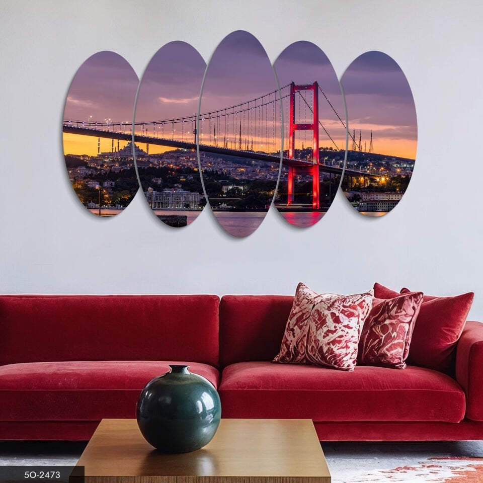 İstanbul Boğaziçi Köprüsü 5 Parça Mdf Tablo 60x100 CM