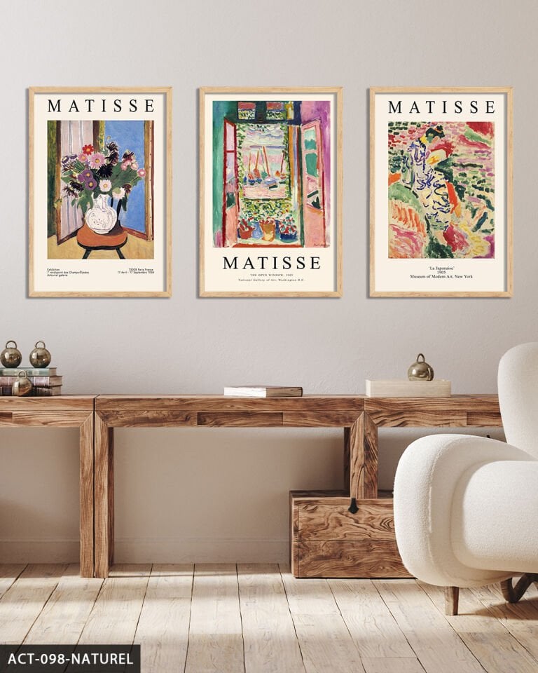 Matisse Art 3 Parça Ahşap Çerçeveli Tablo Naturel - 40 x 60 CM