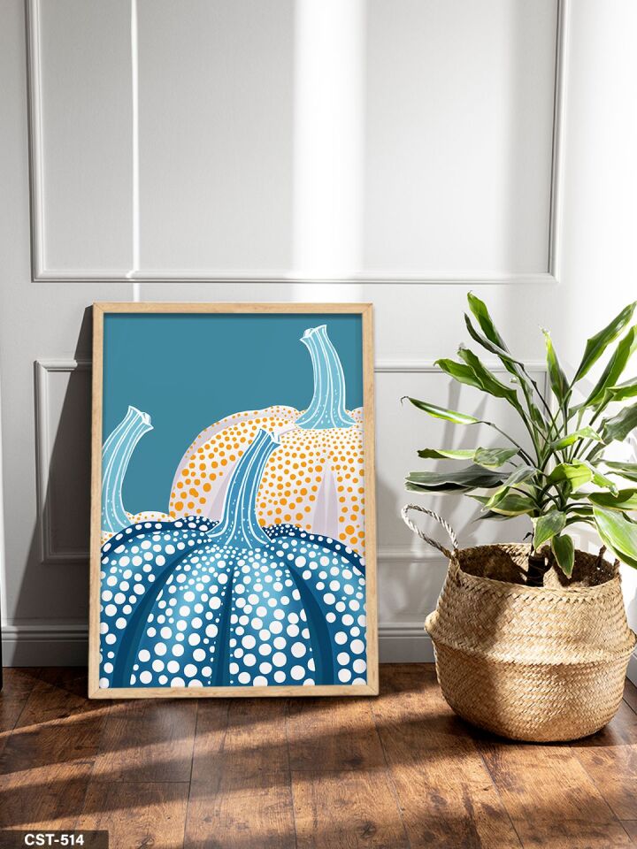 Yayoi Kusama Balkabağı Tek Parça Ahşap Çerçeveli Tablo Naturel - 40 x 60 CM