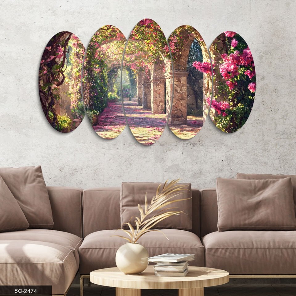 Çiçekli Yol 5 Parça Mdf Tablo 60x100 CM