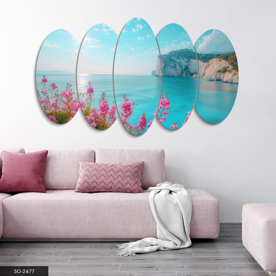 Deniz Manzarası 5 Parça Mdf Tablo 60x100 CM