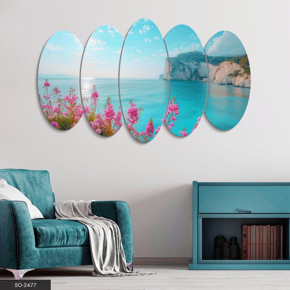 Deniz Manzarası 5 Parça Mdf Tablo 60x100 CM