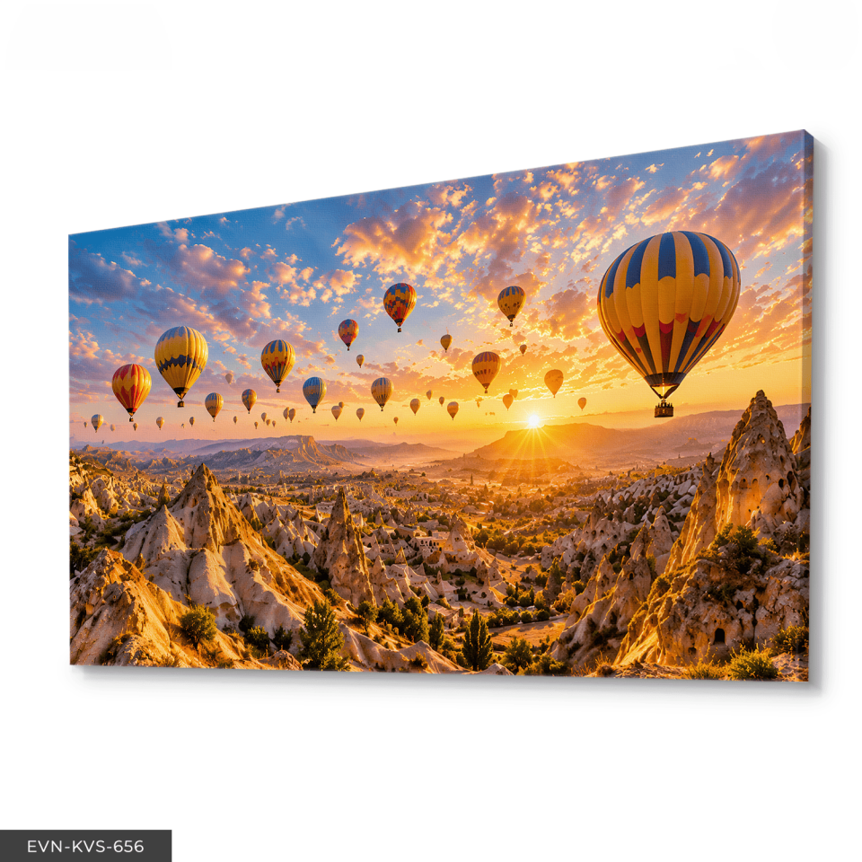 Kapadokya Manzaralı Tek Parça Kanvas - Canvas Tablo