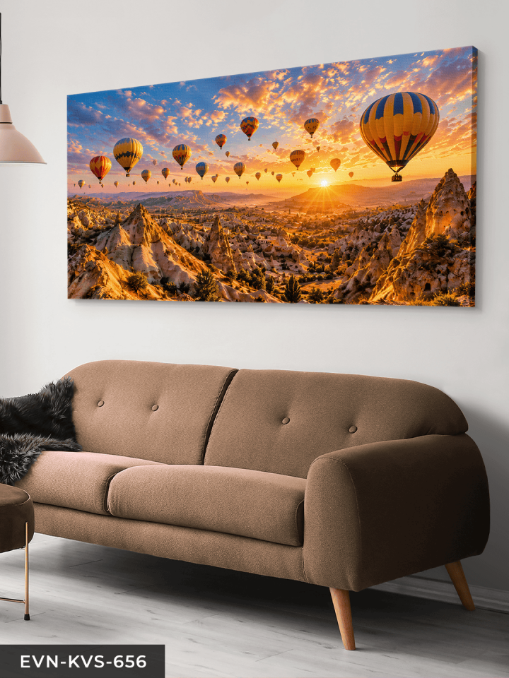 Kapadokya Manzaralı Tek Parça Kanvas - Canvas Tablo