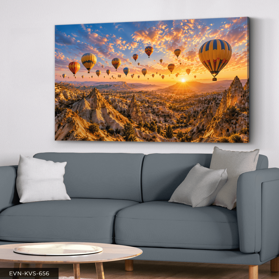 Kapadokya Manzaralı Tek Parça Kanvas - Canvas Tablo
