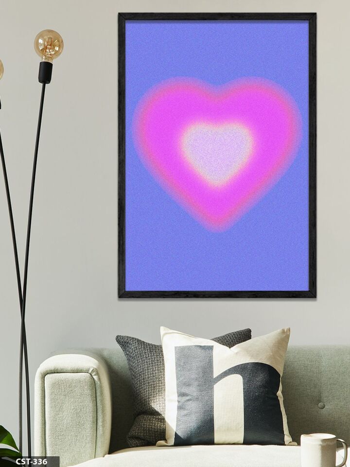 Pembe Kalp Tek Parça Ahşap Çerçeveli Tablo Siyah - 20 x 30 CM