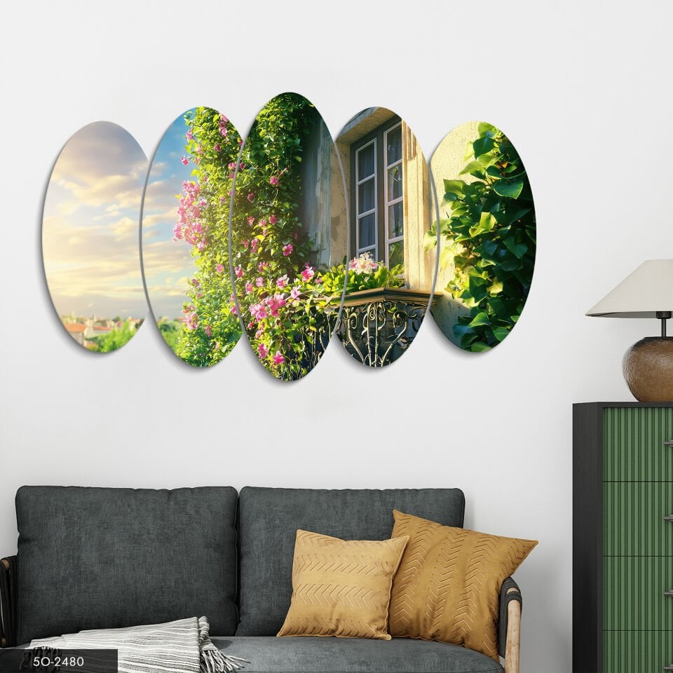 Sarmaşıklı Pencere 5 Parça Mdf Tablo 60x100 CM