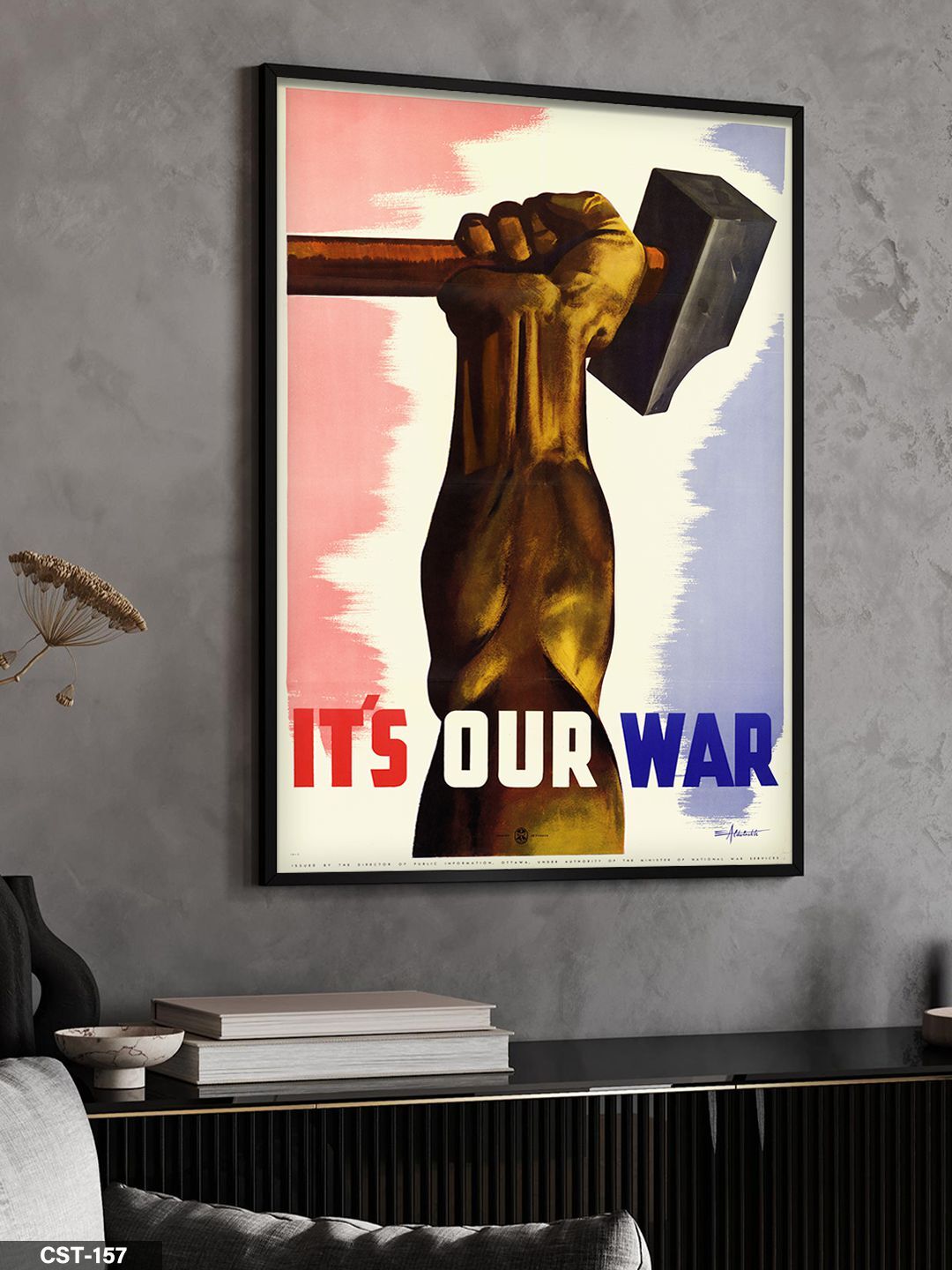 it's our war - Bu Bizim Savaşımız Tek Parça Ahşap Çerçeveli Tablo Siyah - 40 x 60 CM