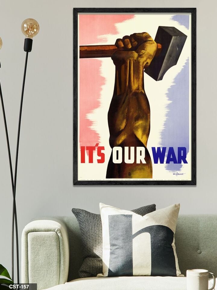 it's our war - Bu Bizim Savaşımız Tek Parça Ahşap Çerçeveli Tablo Siyah - 40 x 60 CM