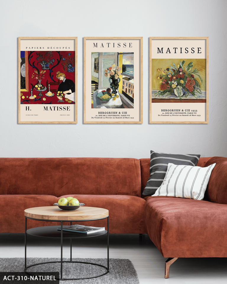 Matisse Temalı 3 Parça Ahşap Çerçeveli Tablo ACT Naturel - 40 x 60 CM