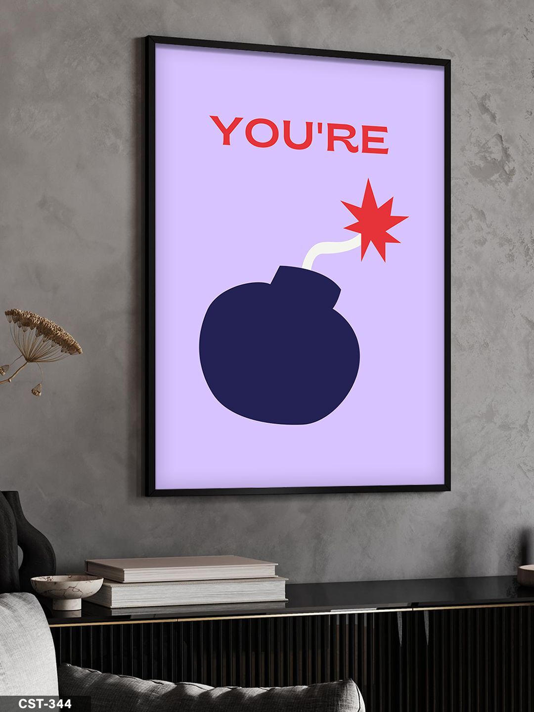 Patlayan Bomba Tek Parça Ahşap Çerçeveli Tablo Siyah - 20 x 30 CM