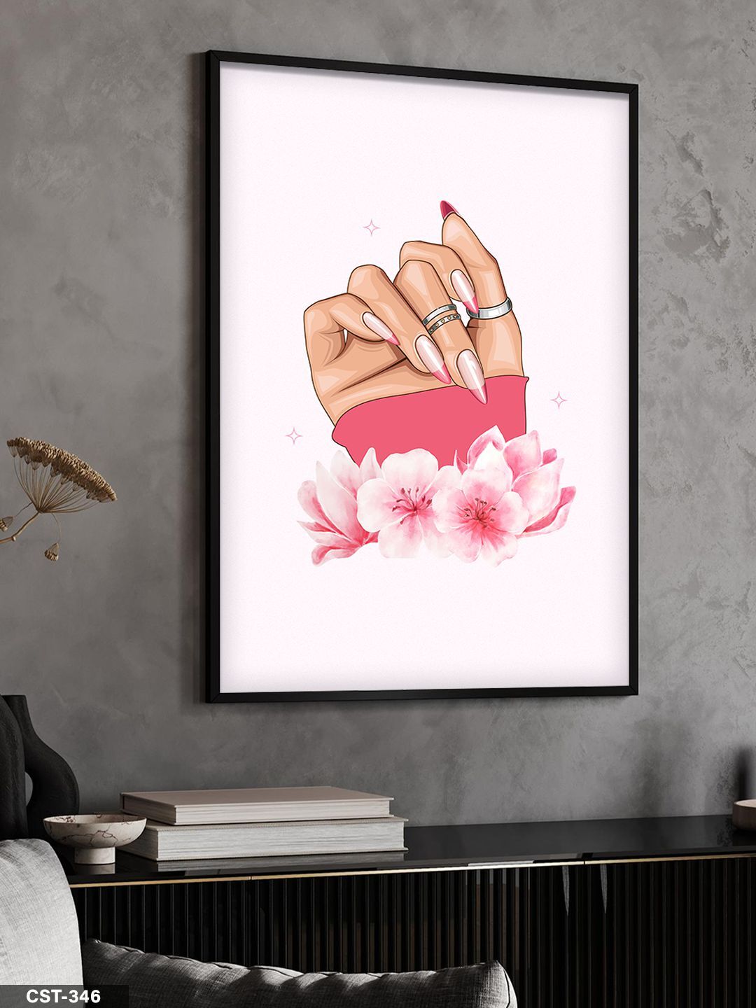 Bakımlı El Tek Parça Ahşap Çerçeveli Tablo Siyah - 20 x 30 CM