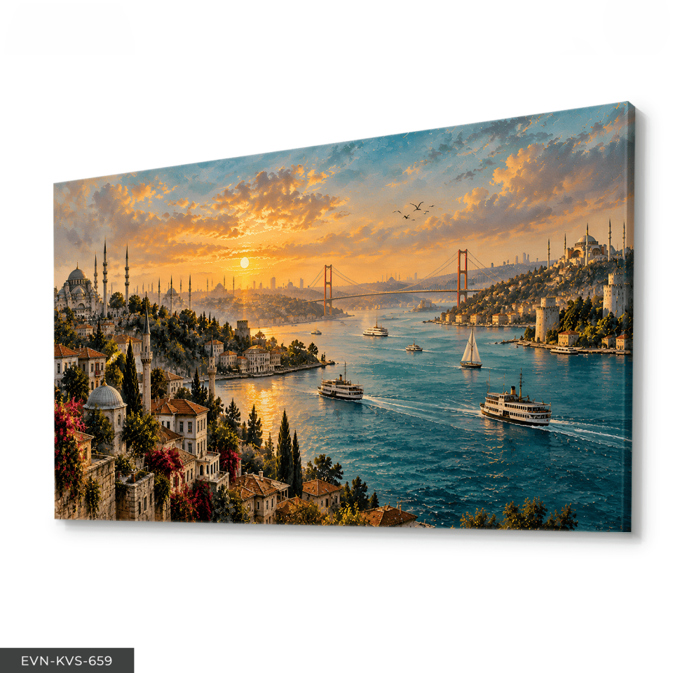 İstanbul Boğazı Tek Parça Kanvas - Canvas Tablo