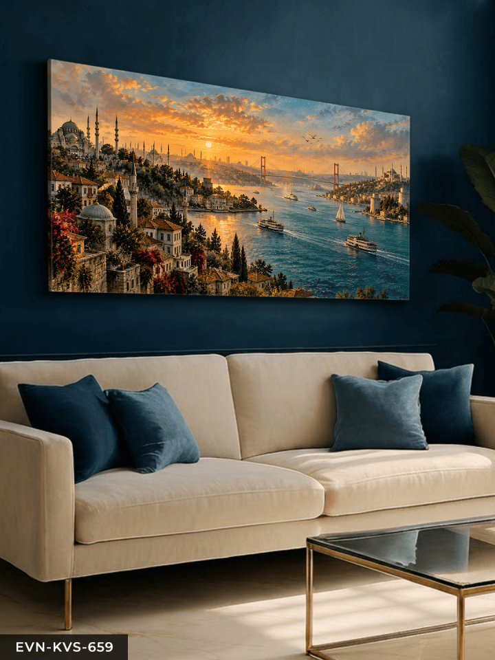 İstanbul Boğazı Tek Parça Kanvas - Canvas Tablo