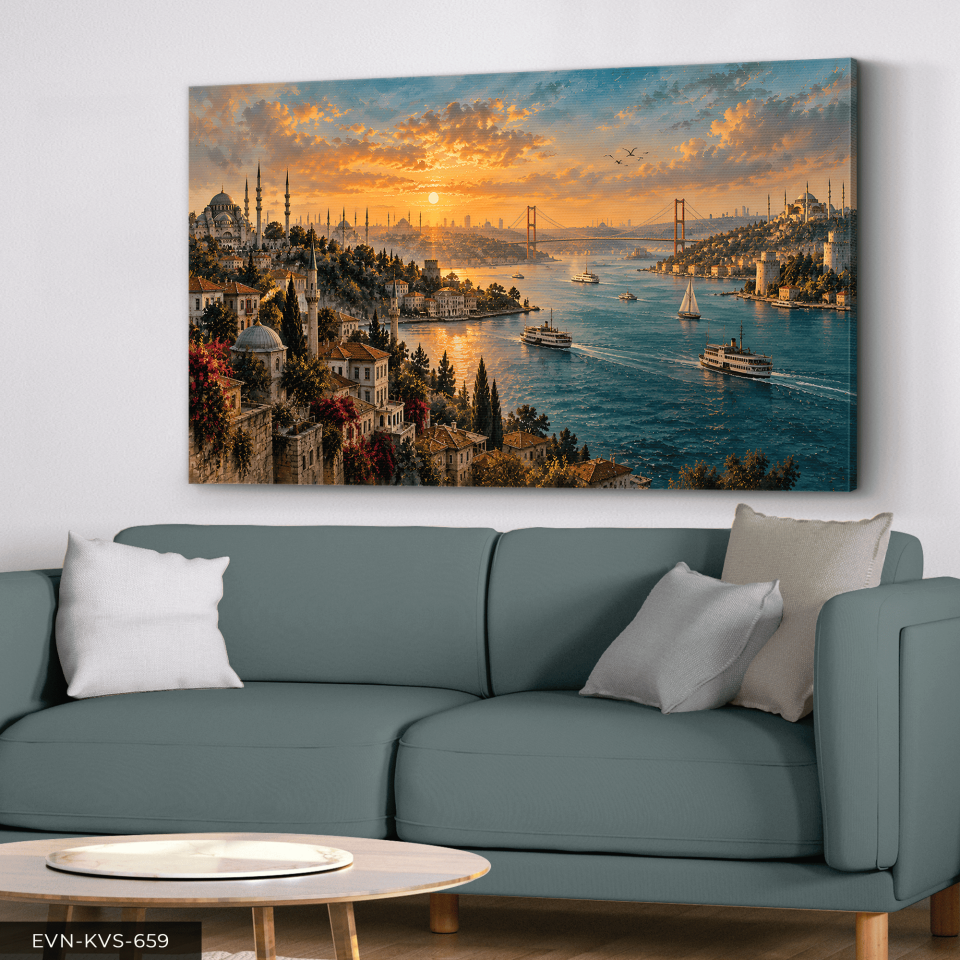 İstanbul Boğazı Tek Parça Kanvas - Canvas Tablo