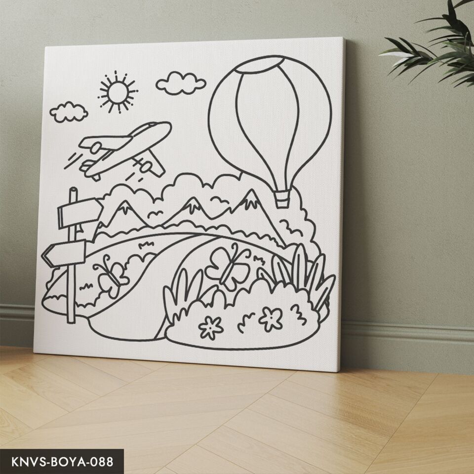 Yolculuk Çocuklara Özel 20x20 CM Kanvas Tuval Boyama Seti Fırça Boya Dahildir