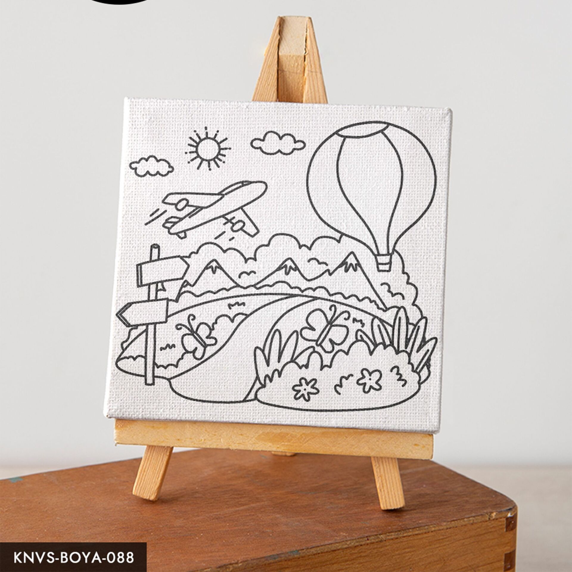 Yolculuk Çocuklara Özel 20x20 CM Kanvas Tuval Boyama Seti Fırça Boya Dahildir