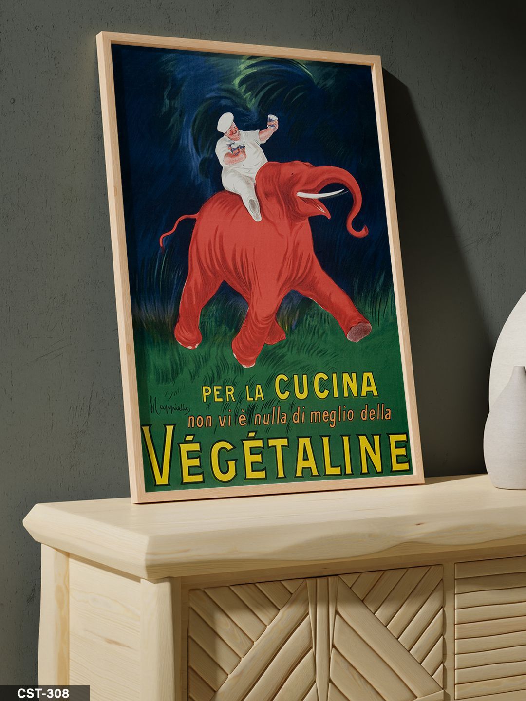 Vegetaline Fil üzerinde İnsan Tek Parça Ahşap Çerçeveli Tablo
