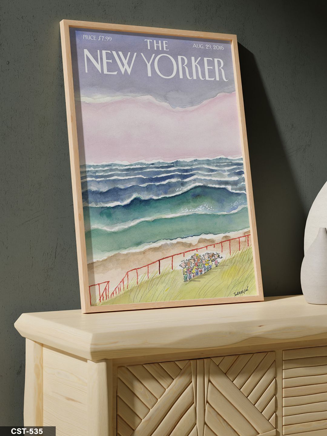 The New Yorker Poster Tek Parça Ahşap Çerçeveli Tablo Naturel - 40 x 60 CM