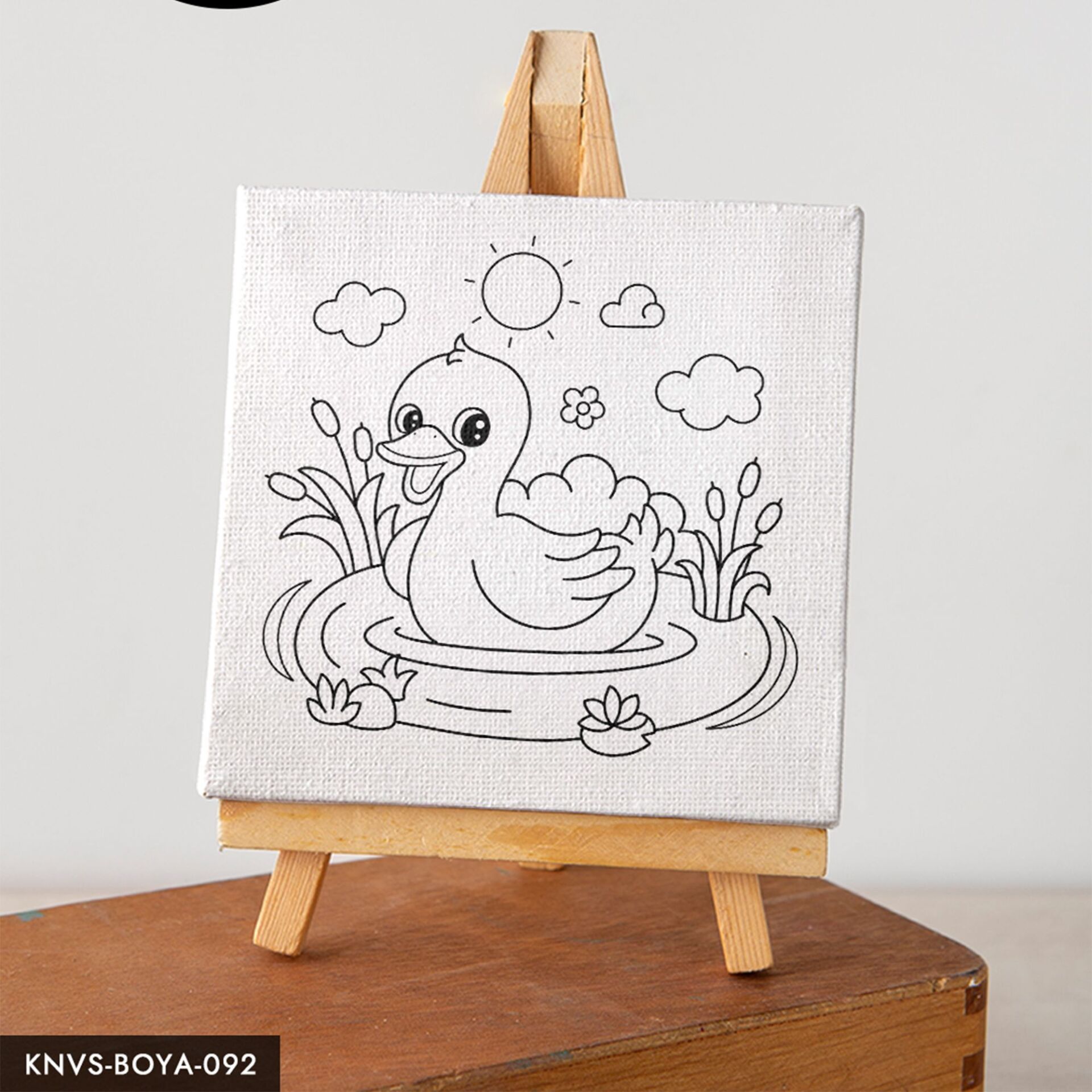 Mutlu Ördek Çocuklara Özel 20x20 CM Kanvas Tuval Boyama Seti Fırça Boya Dahildir